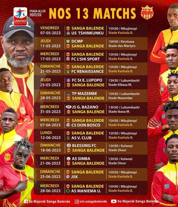 Reprise de la linafoot : Sanga Balende se prépare à livrer ses 13 matchs restants en 7 semaines