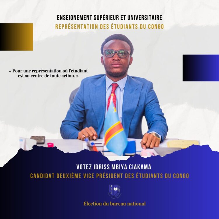 ESU: Élections du représentant National des étudiants, Idriss Mbiya du Kasaï-oriental se porte candidat à la deuxième vice-présidence