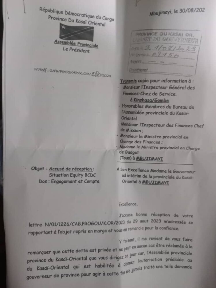 Kasaï-Oriental: présumé détournement de 700 millions de francs par Mathias Kabeya, quand les faits contredisent la rumeur