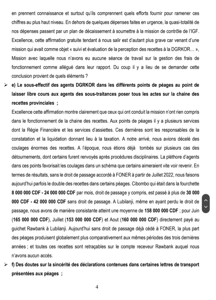 Kasaï-Oriental: suspendus par la Gouverneure intérimaire, le directeur général de la DGRKOR et ses adjoints balaient les griefs mis à leur charge dans une lettre de recours