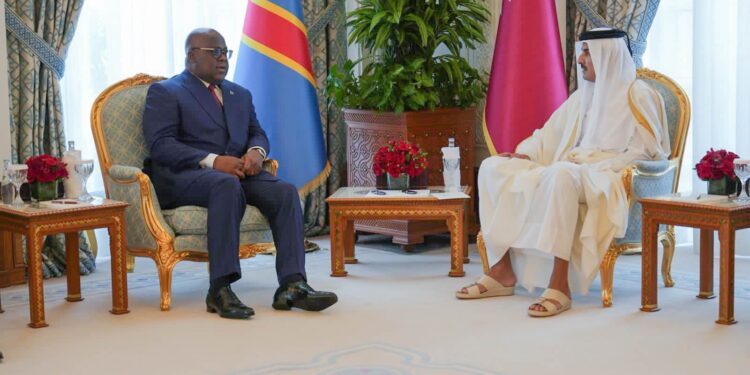 RDC : avec l&rsquo;émir du Qatar, Félix Tshisekedi échange sur les relations bilatérales entre les deux pays