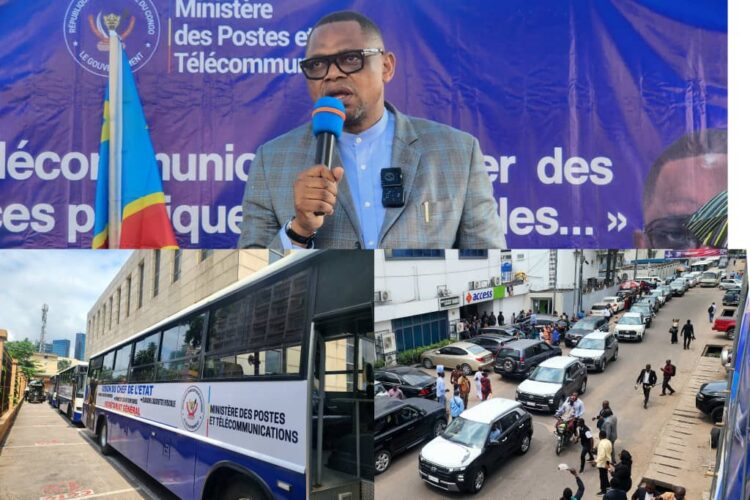 RDC : historique, Maître José Mpanda dote l’administration des PTNTIC de bus et véhicules de service