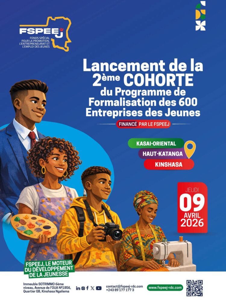 RDC : 600 entreprises des jeunes bientôt formalisées avec l&rsquo;accompagnement du FSPEEJ, le Kasaï-Oriental, Kinshasa et le Haut-Katanga ciblés