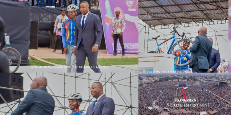 Kinshasa : devant plusieurs milliers de personnes, Claude Mbuyi magnifie l&rsquo;engagement du cycliste Miguel Masaisai lors du culte d&rsquo;indépendance spirituelle à Tata Raphaël